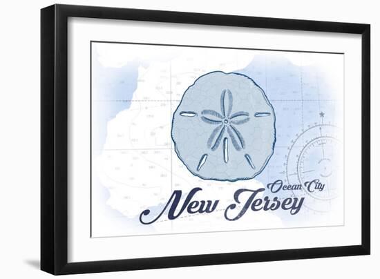 Ocean City, New Jersey - Sand Dollar - Blue - Coastal Icon-Lantern Press-Framed Art Print