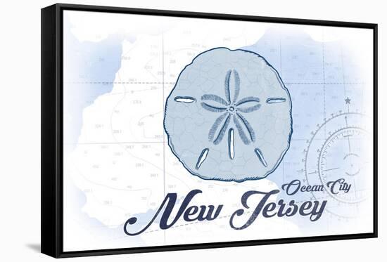 Ocean City, New Jersey - Sand Dollar - Blue - Coastal Icon-Lantern Press-Framed Stretched Canvas