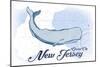 Ocean City, New Jersey - Whale - Blue - Coastal Icon-Lantern Press-Mounted Art Print