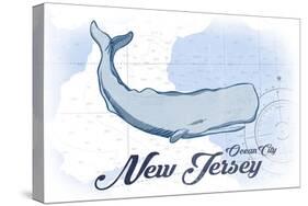 Ocean City, New Jersey - Whale - Blue - Coastal Icon-Lantern Press-Stretched Canvas