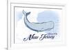 Ocean City, New Jersey - Whale - Blue - Coastal Icon-Lantern Press-Framed Premium Giclee Print