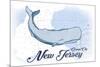 Ocean City, New Jersey - Whale - Blue - Coastal Icon-Lantern Press-Mounted Premium Giclee Print