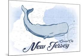Ocean City, New Jersey - Whale - Blue - Coastal Icon-Lantern Press-Mounted Premium Giclee Print