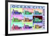 Ocean City, New Jersey - Woody Pop Art-Lantern Press-Framed Premium Giclee Print
