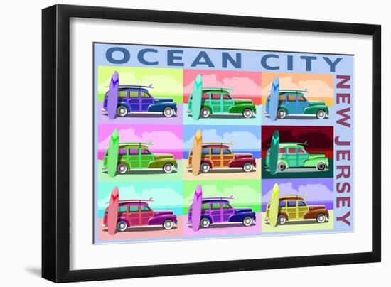 Ocean City, New Jersey - Woody Pop Art-Lantern Press-Framed Art Print