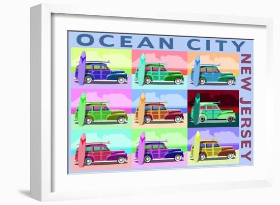 Ocean City, New Jersey - Woody Pop Art-Lantern Press-Framed Art Print