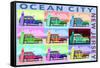 Ocean City, New Jersey - Woody Pop Art-Lantern Press-Framed Stretched Canvas