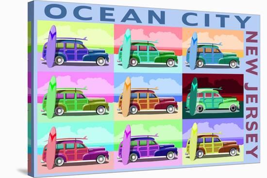 Ocean City, New Jersey - Woody Pop Art-Lantern Press-Stretched Canvas