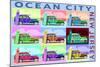 Ocean City, New Jersey - Woody Pop Art-Lantern Press-Mounted Art Print