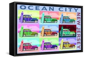 Ocean City, New Jersey - Woody Pop Art-Lantern Press-Framed Stretched Canvas