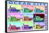 Ocean City, New Jersey - Woody Pop Art-Lantern Press-Framed Stretched Canvas