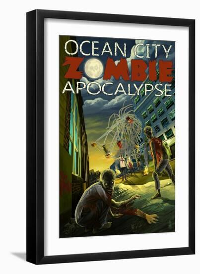 Ocean City, New Jersey - Zombie Apocalypse-Lantern Press-Framed Art Print