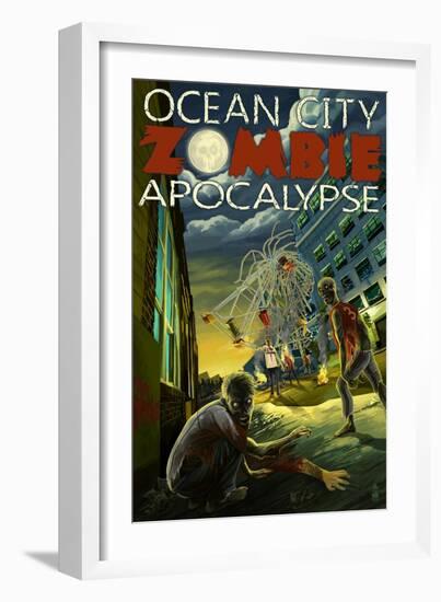 Ocean City, New Jersey - Zombie Apocalypse-Lantern Press-Framed Art Print