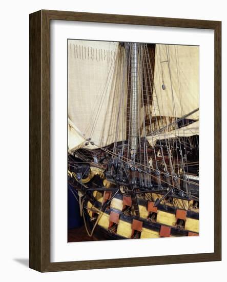 Ocean-Class Ship Model, First Class Vessel with 120 Cannons, Detail France, 18th-19th Century-null-Framed Giclee Print