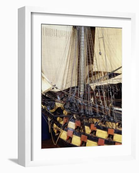 Ocean-Class Ship Model, First Class Vessel with 120 Cannons, Detail France, 18th-19th Century-null-Framed Giclee Print