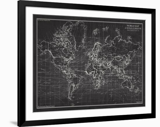 Ocean Current Map - Global Shipping Chart-The Vintage Collection-Framed Art Print