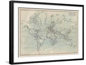 Ocean Current Map I-The Vintage Collection-Framed Art Print