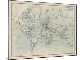 Ocean Current Map I-The Vintage Collection-Mounted Giclee Print