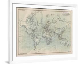 Ocean Current Map I-The Vintage Collection-Framed Giclee Print