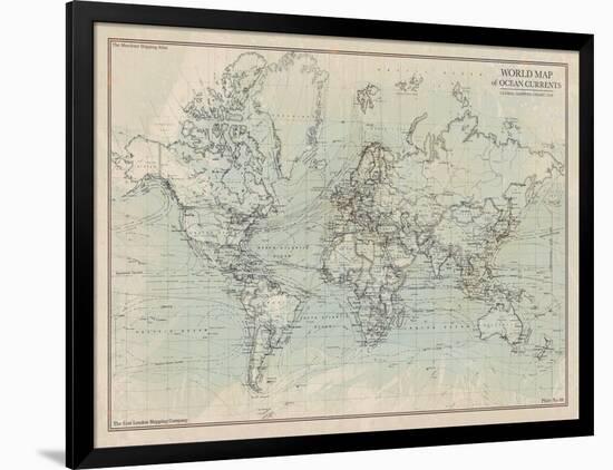 Ocean Current Map I-The Vintage Collection-Framed Giclee Print