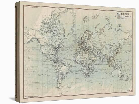 Ocean Current Map I-The Vintage Collection-Stretched Canvas