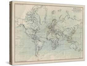 Ocean Current Map I-The Vintage Collection-Stretched Canvas