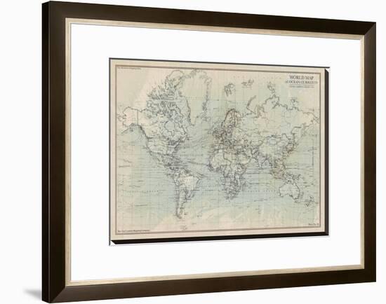 Ocean Current Map I-The Vintage Collection-Framed Stretched Canvas