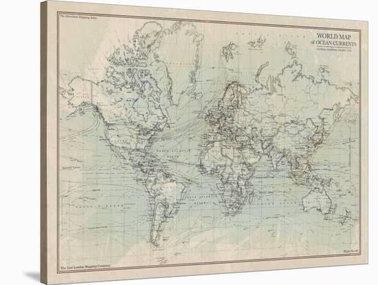 Ocean Current Map I-The Vintage Collection-Stretched Canvas