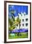 Ocean Drive Building I - In the Style of Oil Painting-Philippe Hugonnard-Framed Giclee Print