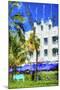 Ocean Drive Building I - In the Style of Oil Painting-Philippe Hugonnard-Mounted Giclee Print