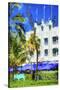 Ocean Drive Building I - In the Style of Oil Painting-Philippe Hugonnard-Stretched Canvas