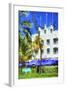 Ocean Drive Building I - In the Style of Oil Painting-Philippe Hugonnard-Framed Giclee Print