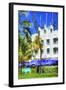 Ocean Drive Building I - In the Style of Oil Painting-Philippe Hugonnard-Framed Giclee Print