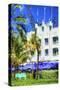 Ocean Drive Building I - In the Style of Oil Painting-Philippe Hugonnard-Stretched Canvas