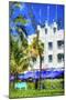 Ocean Drive Building I - In the Style of Oil Painting-Philippe Hugonnard-Mounted Giclee Print
