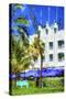 Ocean Drive Building I - In the Style of Oil Painting-Philippe Hugonnard-Stretched Canvas