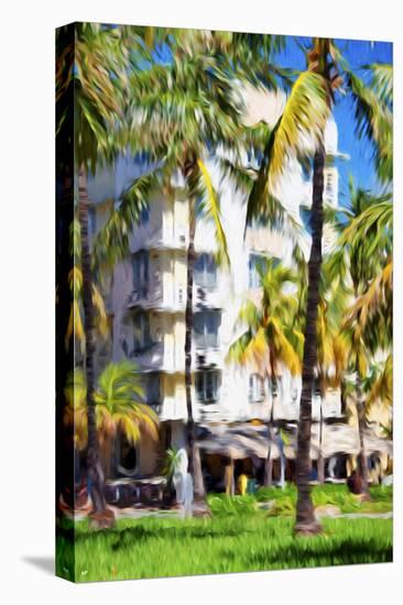 Ocean Drive Building - In the Style of Oil Painting-Philippe Hugonnard-Stretched Canvas