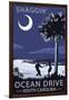 Ocean Drive, South Carolina - Palmetto Moon - Shaggin'-Lantern Press-Framed Art Print