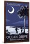 Ocean Drive, South Carolina - Palmetto Moon - Shaggin'-Lantern Press-Framed Art Print