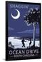 Ocean Drive, South Carolina - Palmetto Moon - Shaggin'-Lantern Press-Framed Art Print