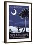 Ocean Drive, South Carolina - Palmetto Moon - Shaggin'-Lantern Press-Framed Art Print