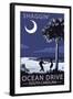 Ocean Drive, South Carolina - Palmetto Moon - Shaggin'-Lantern Press-Framed Art Print