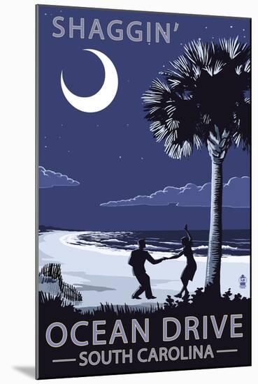 Ocean Drive, South Carolina - Palmetto Moon - Shaggin'-Lantern Press-Mounted Art Print