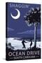 Ocean Drive, South Carolina - Palmetto Moon - Shaggin'-Lantern Press-Stretched Canvas