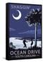 Ocean Drive, South Carolina - Palmetto Moon - Shaggin'-Lantern Press-Framed Stretched Canvas