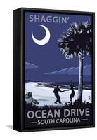 Ocean Drive, South Carolina - Palmetto Moon - Shaggin'-Lantern Press-Framed Stretched Canvas