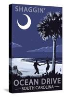 Ocean Drive, South Carolina - Palmetto Moon - Shaggin'-Lantern Press-Stretched Canvas