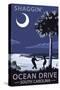 Ocean Drive, South Carolina - Palmetto Moon - Shaggin'-Lantern Press-Stretched Canvas