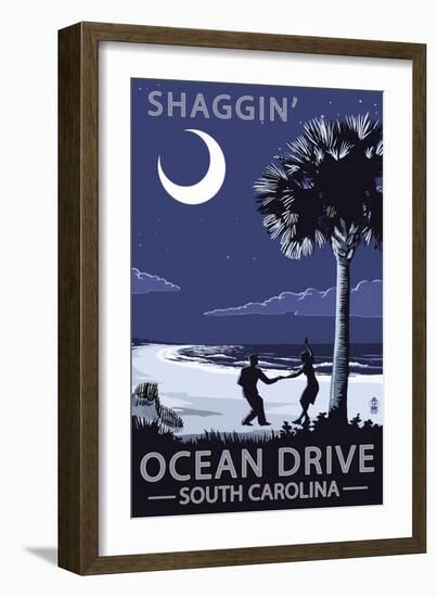 Ocean Drive, South Carolina - Palmetto Moon - Shaggin'-Lantern Press-Framed Art Print