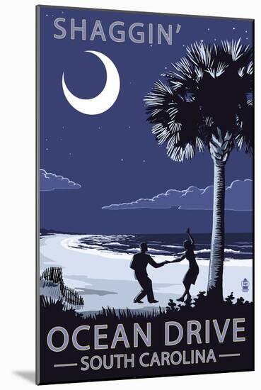 Ocean Drive, South Carolina - Palmetto Moon - Shaggin'-Lantern Press-Mounted Art Print